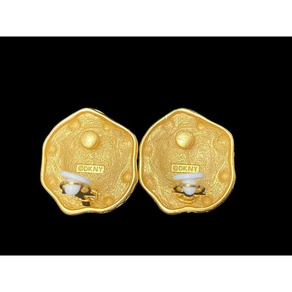Vtg DKNY Gripoix Mogul Gold Tone Clip Earrings Rare Donna Karen 80s Multicolor - Picture 8 of 10